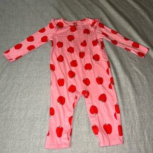 Joe fresh 18/24m Pink Apple Print Kids One Piece long sleeve romper